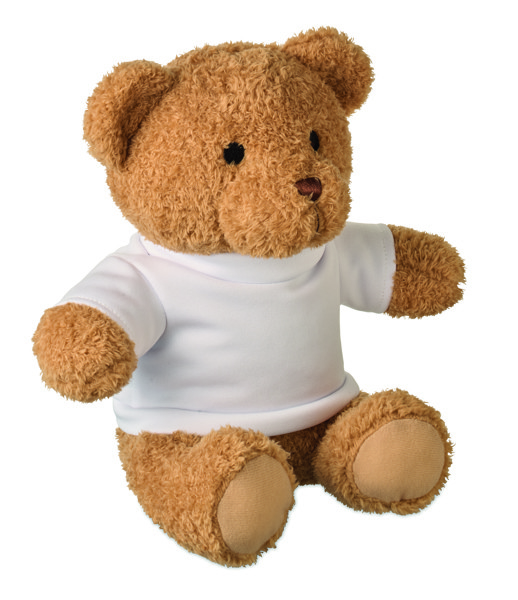 Teddy bear with t-shirt 23 cm Jackie - White