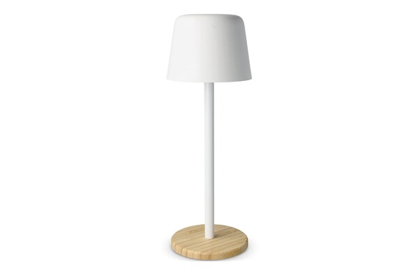 Lampe de table Solis à intensité variable avec pied en bambou - Blanc