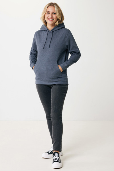 Sweat à capuche en coton recyclé et non teinté Iqoniq Torres - Heather Navy / L