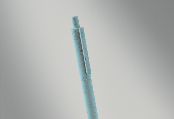 Stylo poussoir blé paille  PP. Pecas - Bleu