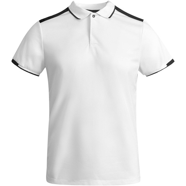 Tamil short sleeve kids sports polo - White / Solid Black / 4