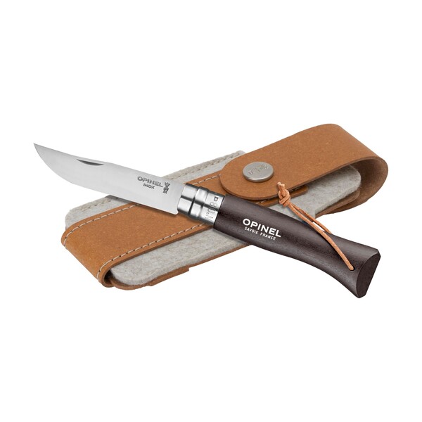Opinel Colorama No 08 pocket knife | With belt pouch - black