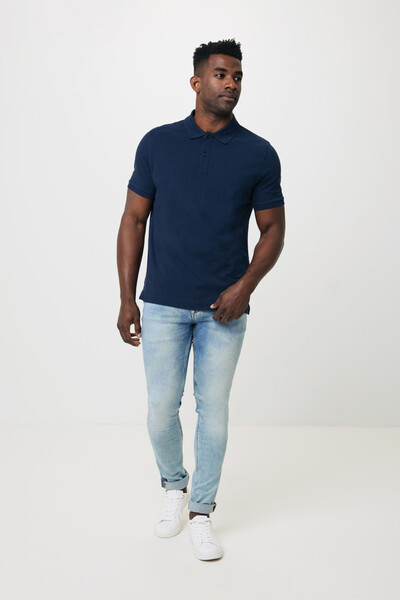 Polo en coton piqué et recyclé Iqoniq Yosemite - Bleu Marine / L