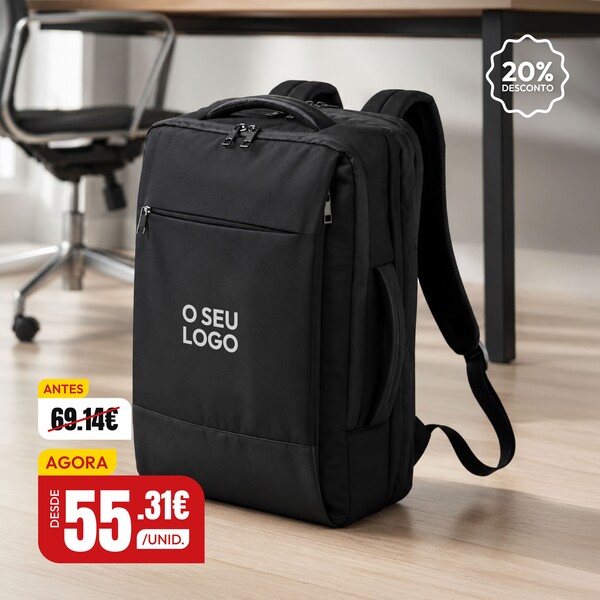 Mochila para portátil de 17" ampliável reciclada GRS de 35 L Expedition Pro - Preto liso