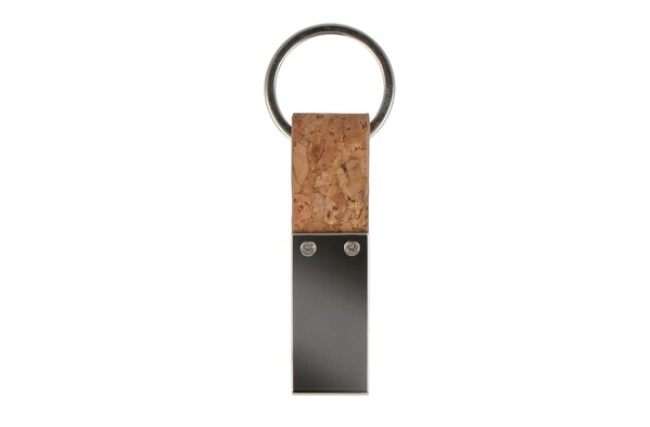 Porte-clés rectangulaire en liège et métal