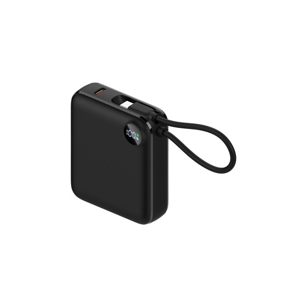 Compact 10000mAh power bank with LED display - WHITE