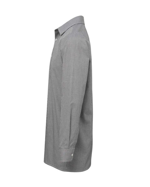 Men's Long Sleeve Gingham Cotton Microcheck Shirt - Black / White / L