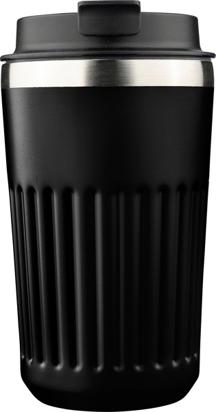 Cestovný hrnček z recyklovanej nehrdzavejúcej ocele (400 ml) Chiara - Čierna