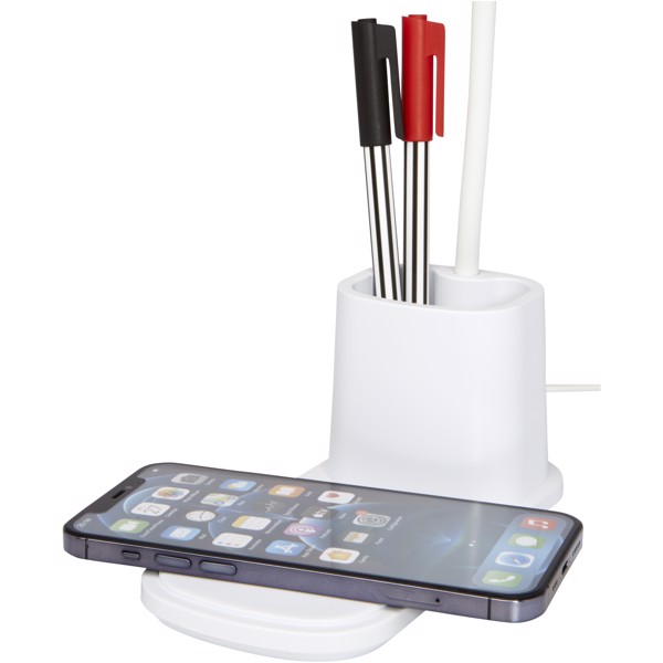 Bright desk lamp and organizer with wireless charger