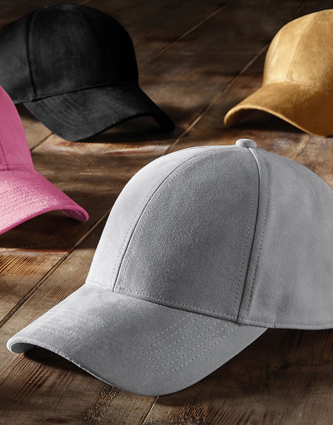 Faux Suede 6 Panel Cap - Black / ONE SIZE