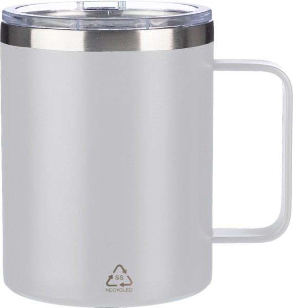 Caneca de parede dupla de aço inoxidável (300 ml) Renate - branco
