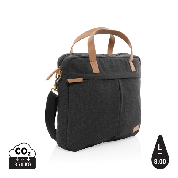 Impact AWARE™ torba za laptop od recikliranog platna 16 oz - Crna