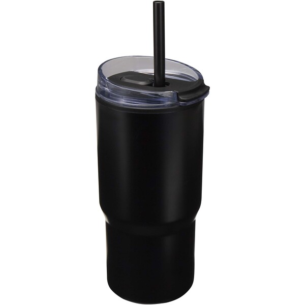 Westin 540 ml RCS recycled double wall insulated tumbler with straw - Black