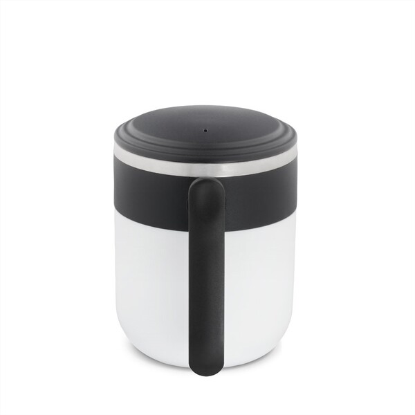 MALDINI. Caneca de viagem com parede interior em aço inoxidável e acabamento mate 400 mL - Branco