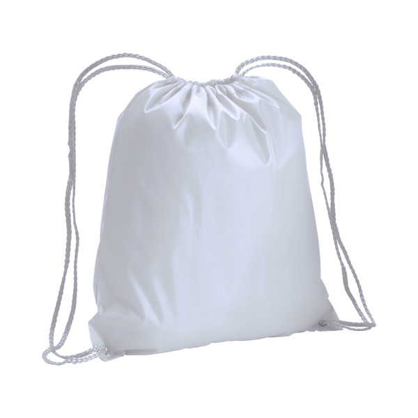 210T Polyester Backpack With Drawstring Closure And Reinforced Corners - White