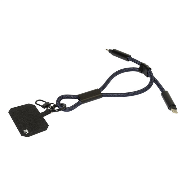 Bracelet pour téléphone portable en RPET 60 W CuffCharge - Bleu Foncé