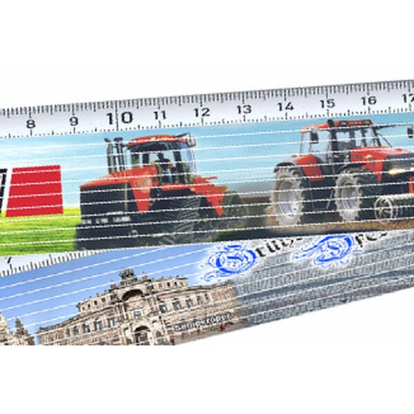 Zollstock 2 m „Der Klassiker“, weiß, Buchenholz – inkl. 4-farbigem Digitaldruck