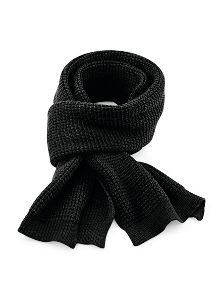 Classic Waffle Knit Scarf - Black