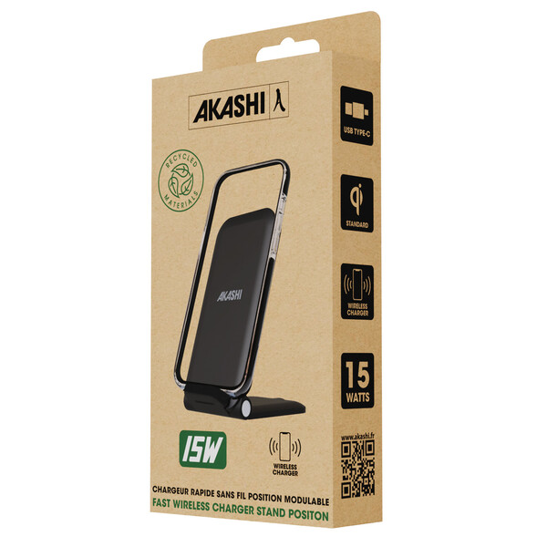 HOSON - CHARGEUR SANS FIL INDUCTION 15W STAND EN MATÉRIAUX RECYCLÉS