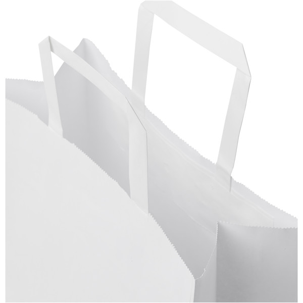 Kraftpapiertasche 80-90 g/m² mit flachen Griffen – mittel - weiss