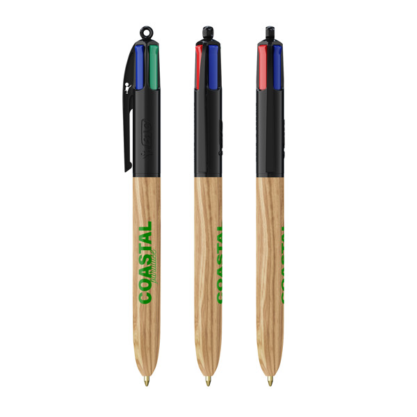 BIC® 4 Couleurs® Wood Style - Noir - bois naturel