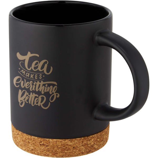Neiva 425 ml ceramic mug with cork base - Black