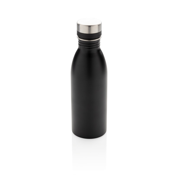 RCS gerecycled roestvrijstalen luxe waterfles - Zwart