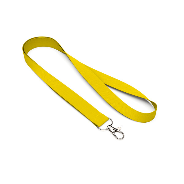 Polyester screen printed lanyard - Bright Yellow / 20mm width / Metal carabiner