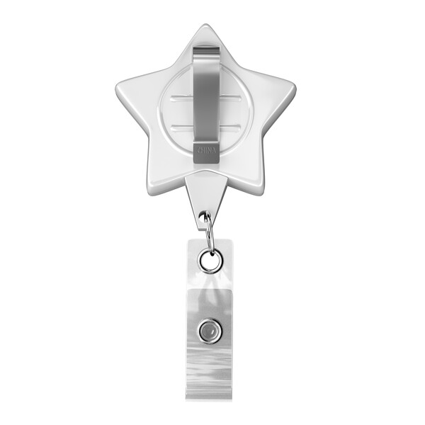 Retractable badge reel in star shape with logo - Bull Dog Clip