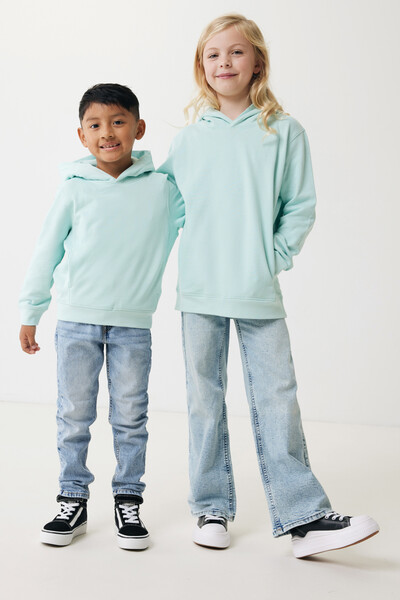 IQONIQ Yengo kids recycled cotton hoodie with sidepockets - Crushed Mint / 34