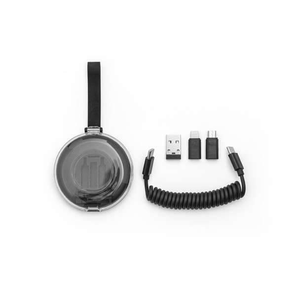 SHELDON. Kompaktní pouzdro se spirálovým kabelem pro super rychlé nabíjení a adaptéry