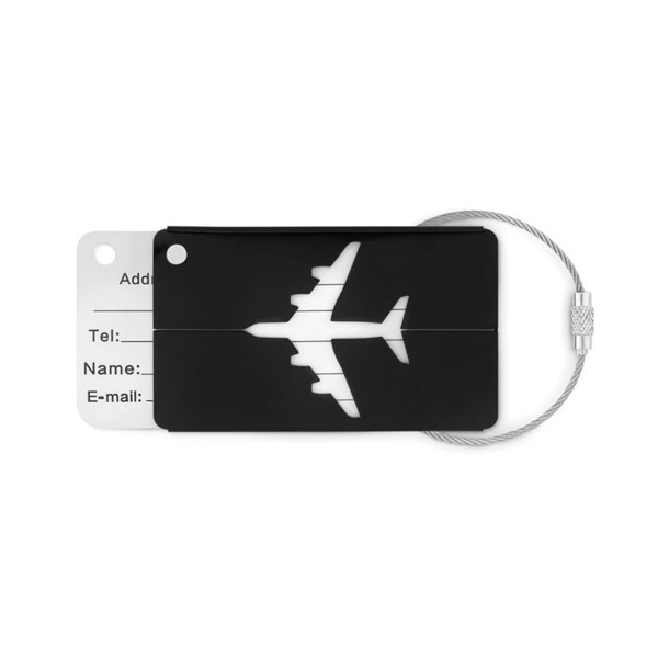 Aluminium luggage tag Fly Tag - Black