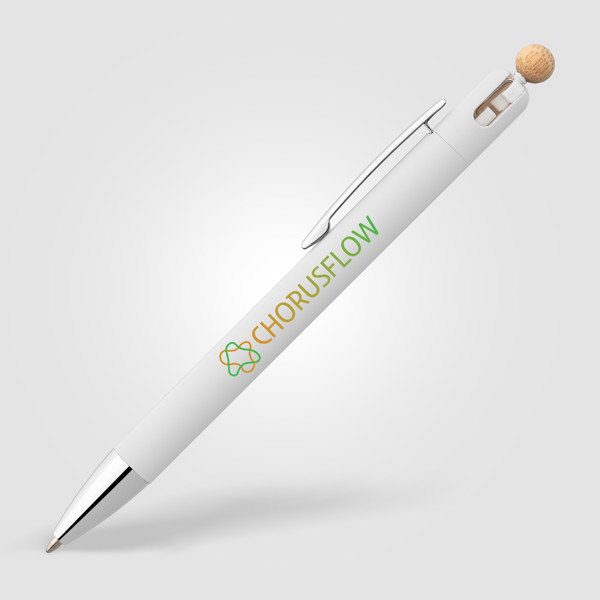 Cavo Recycled Aluminium Fidget Pen - White / 4 Colour inkjet