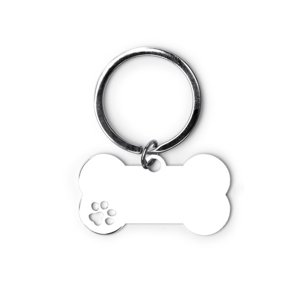 Llavero personalizado de metal con forma de hueso para mascotas