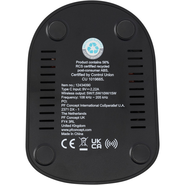 Socle de charge sans fil Loop de 15 W à double bobine en plastique recyclé certifié RCS