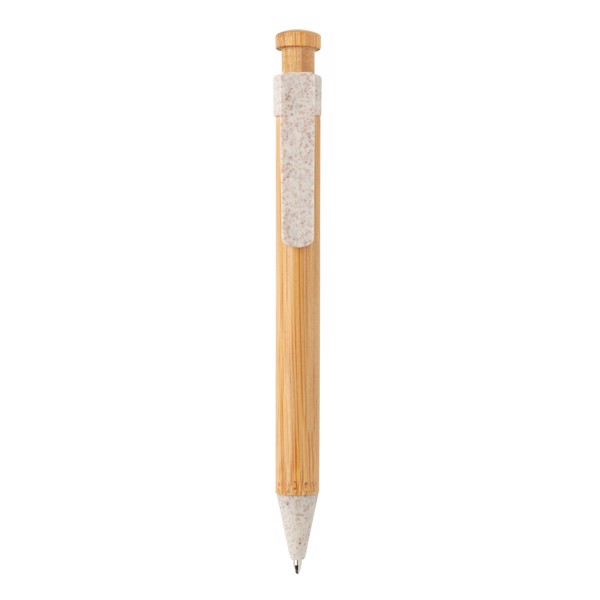 Bambus Stift mit Wheatstraw-Clip - Weiß