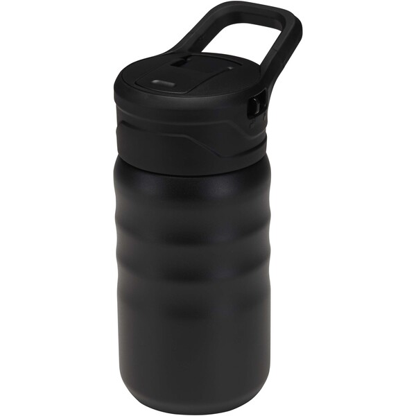 Knox 350 ml RCS recycled double wall stainless steel sport bottle with flip straw - Black
