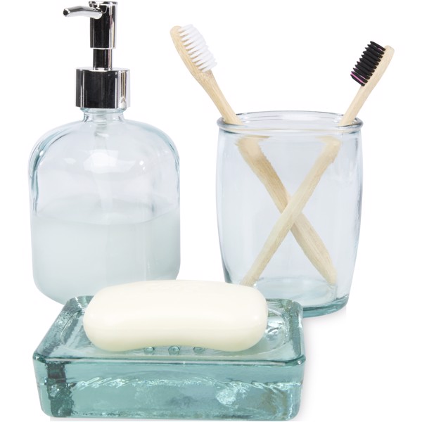 Jabony 3-piece recycled glass bathroom set