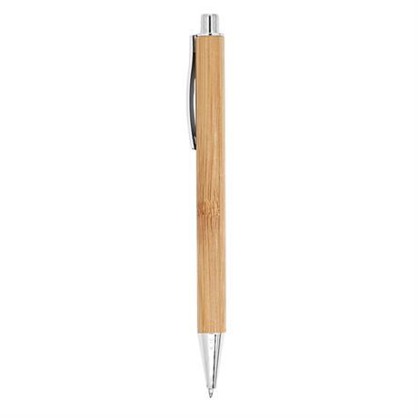 Eco bamboo ballpoint pen personalised with clip and metallic tip