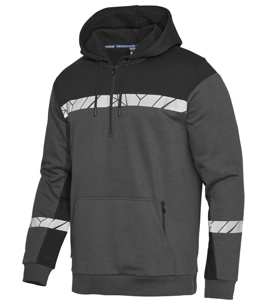 7104 1/2 ZIP HOODIE PGL Grey/Black 5XL