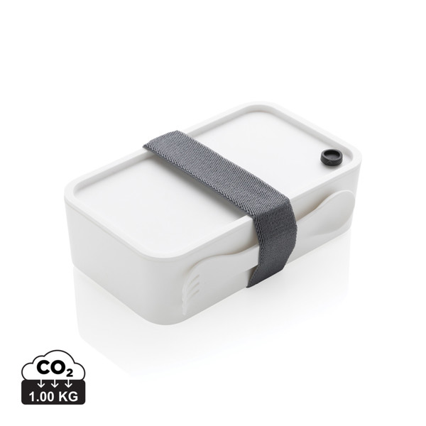 PP lunchbox with spork - White