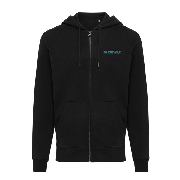 Mikina na zip s kapucí IQONIQ Abisko z recykl. bavlny - Černá / XL