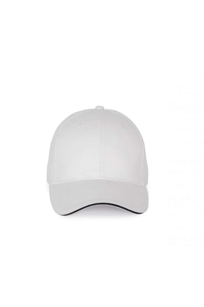 Cap With Contrasting Sandwich Peak - 6 Panels - White / Navy