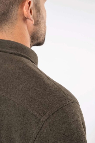 Sherpa-Lined Fleece Overshirt - Dark Khaki / Storm Grey / 4XL