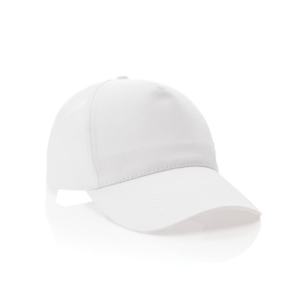 Casquette 5 panneaux en coton recyclé 190gr IMPACT - Blanc