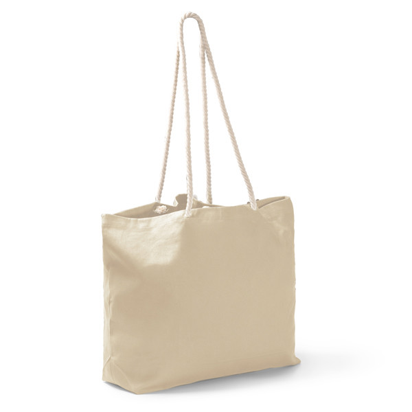 Personalised cotton beach bag 260 g/m² with nautical handles