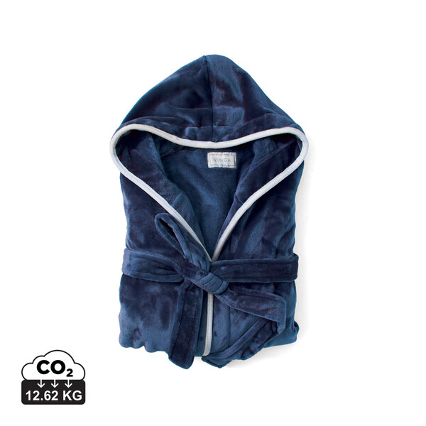 VINGA Peignoir de luxe en peluche RPET GRS Louis taille L-XL - Bleu Marine