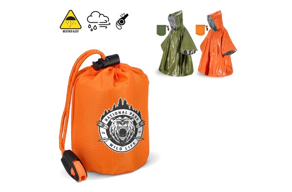 Outdoor Survival 2-in-1 Thermal Poncho - Orange