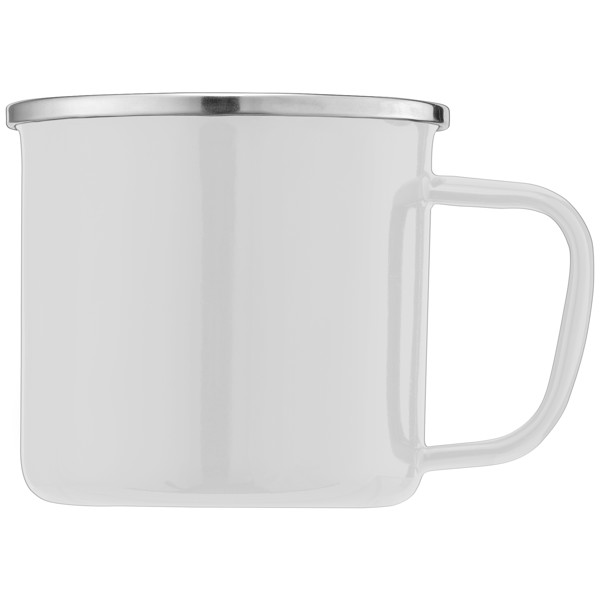 Wyoming - 385 ml Enamel-Coated Campfire Mug with Stainless Rim - White / Silkscreen