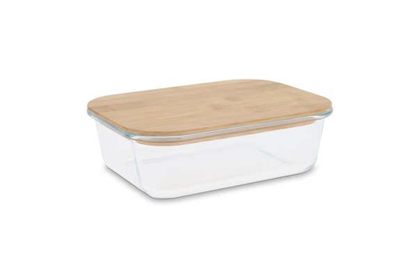Boîte à lunch en verre avec couvercle en bambou - Transparent